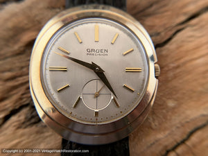Gruen Precision in Most Unusual Oval Bezel with Recessed Crown, Manual, 34x39mm