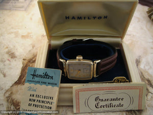 Hamilton 'cld' Brandon Rectangular with Box and Papers, Manual, 25x43mm