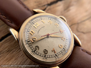Hamilton WWII Era with Gothic-Style Numbers with Railroad Minute Markers in Bold Lug Case, Manual, 29mm