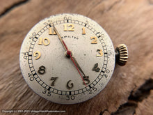 Load image into Gallery viewer, Hamilton WWII Era with Gothic-Style Numbers with Railroad Minute Markers in Bold Lug Case, Manual, 29mm
