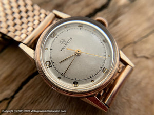 Helbros Magnificent Two-Tone Dial in Rose Gold Case with Bracelet and Original Box, Manual, 29.5mm