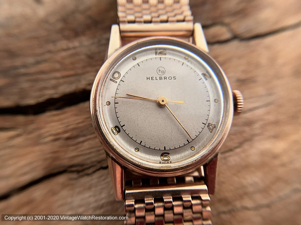 Helbros Magnificent Two-Tone Dial in Rose Gold Case with Bracelet and Original Box, Manual, 29.5mm
