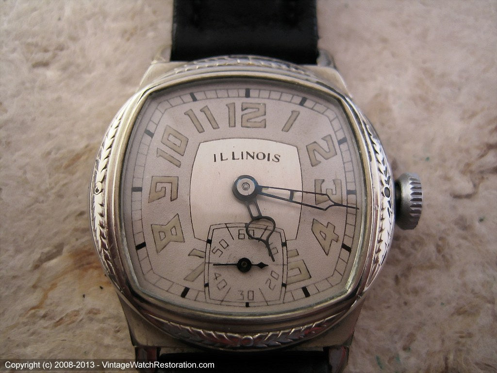 Illinois 'Major' with Stunning Dial in 14K White Gold Filled Case, Manual, 31x36.5mm