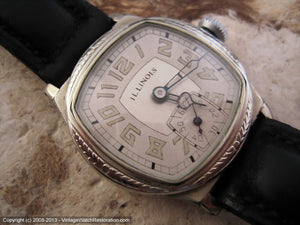 Illinois 'Major' with Stunning Dial in 14K White Gold Filled Case, Manual, 31x36.5mm