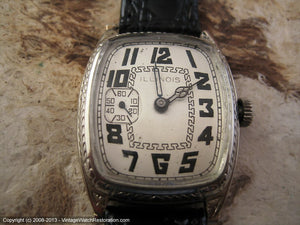 Large Illinois 'Marquis' with Decorative Wheat Design Bezel, Manual, 29x38mm