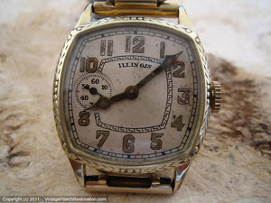 Square Cushion Illinois with Original Dial in Decorative Case, Manual, 27x35mm
