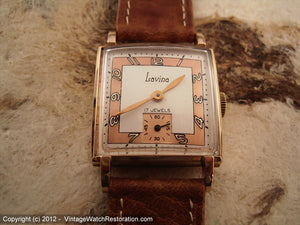 Lavina Two-Toned Copper-White Square in 9K Rose Gold Case, Manual, 26x26mm