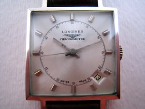 Square Longines Chronometre with Date, Manual, 30x30mm