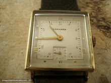 Load image into Gallery viewer, Square 14K Gold Stylized 24-Hour Longines, Manual, 25.5x25.5mm
