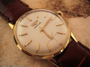 Classic Longines with Original Pearl Dial and Raised Baton Markers, Automatic, Large 34mm
