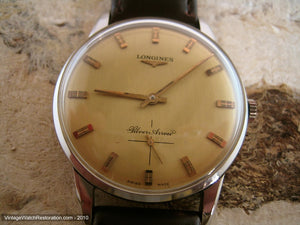 Golden Dial Longines Silver Arrow, Manual, Very Large 35mm