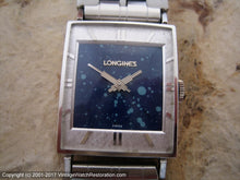 Load image into Gallery viewer, Longines Rectangular Blue Constellation Dial with Art Deco Hands, Manual, 24x28mm
