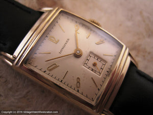 Sweet Square Face Longines with Original Maple Presentation Box and Booklet, Manual, 22.5x38mm