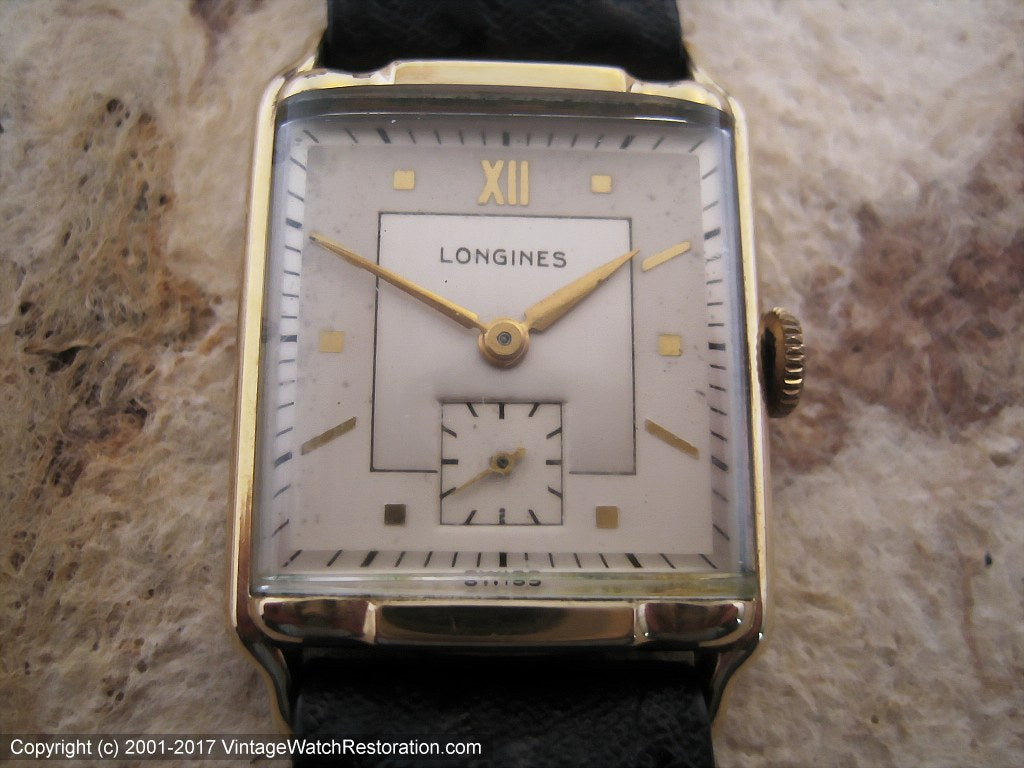 Rectangular Longines Two Tone with Curved Crystal Manual 25x35