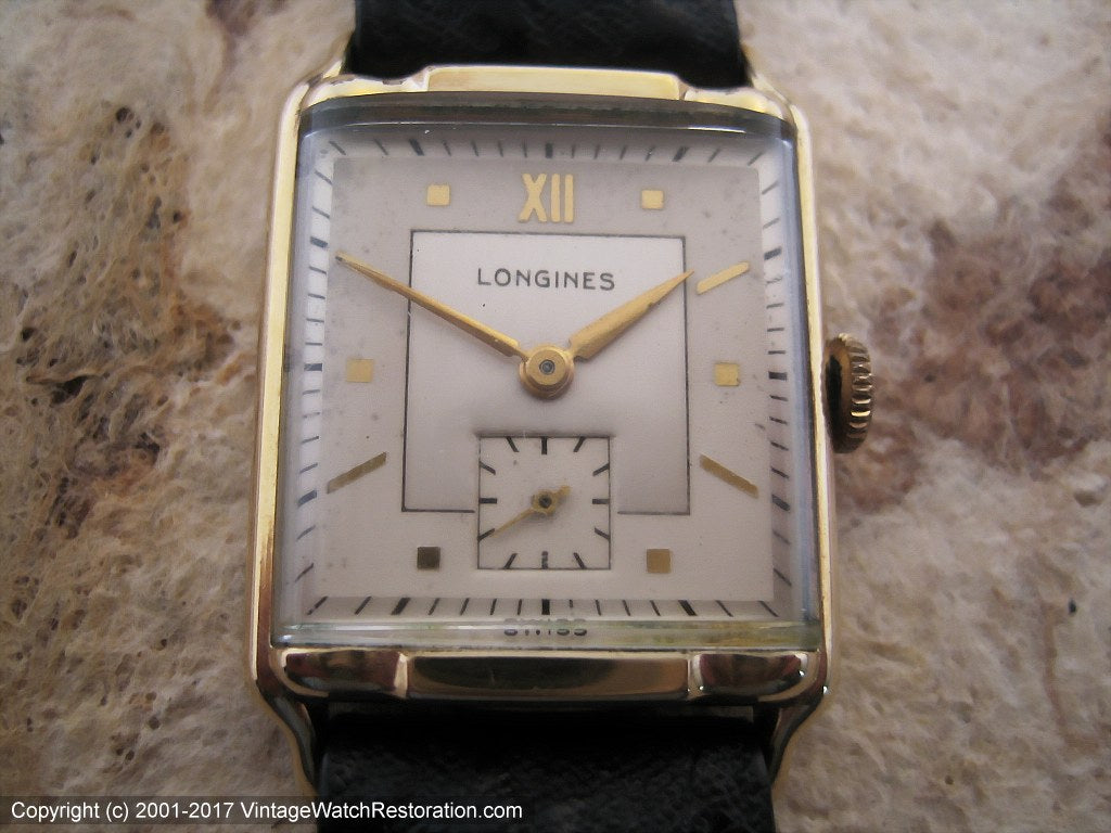 Rectangular Longines Two-Tone with Curved Crystal, Manual, 25x35.5mm
