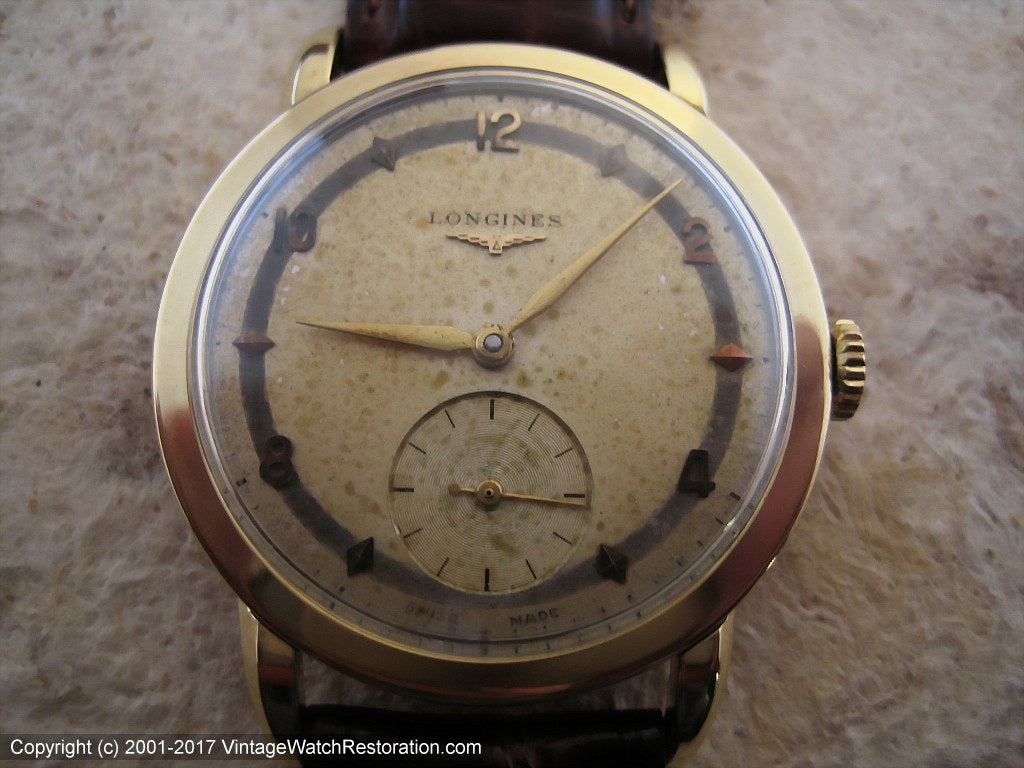 Original Two-Tone Longines 18K Gold Case, Manual, 34mm