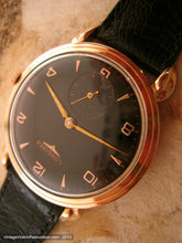 Load image into Gallery viewer, 18K Gold Longines with Black Dial and Deco Lugs, Manual, Very Large 36mm
