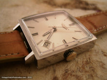 Load image into Gallery viewer, Large Square Longines Silver with Date at 4:30, Manual, 29x29mm
