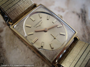 Longines Elegant Golden Oval Dial w/ Textured Sixties-Style Case and Bracelet, Manual, 24x37mm