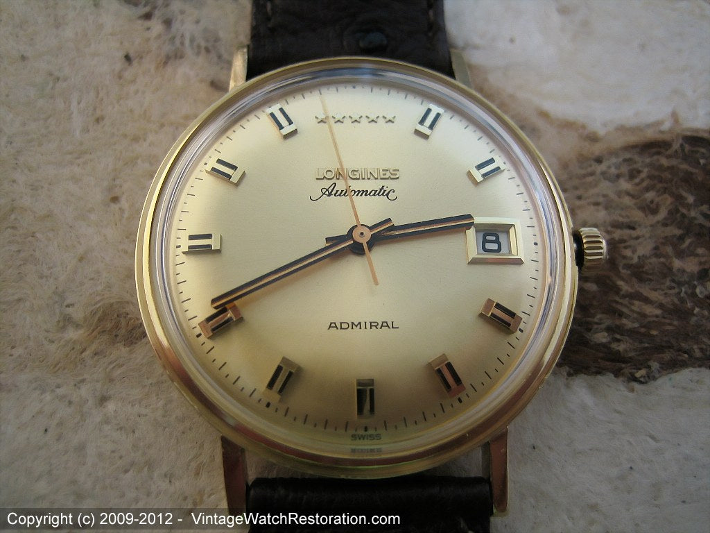 14K Gold Longines Admiral Five Star, Automatic, Large 35mm