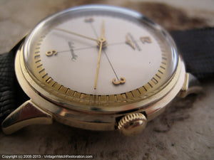 Magnificent Pearl White with Outer Gold Ring Longines, Automatic, Large 34mm