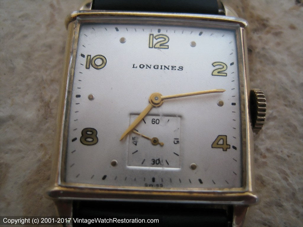 Longines Silver Dial in Square Case with Rounded Sides (OC), Manual, 27x38mm