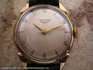 Longines Original Pearl Dial in Fabulous Case with Great Curved Lug Design, Manual, Large 34mm