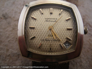 Longines Ultra-Chron Square Tonneau with Date at 4:30, Automatic, 33x33mm