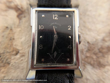 Load image into Gallery viewer, Lord Elgin Black Dial in 14K White Rolled Gold Case with Flared Lugs, Manual, 21x35mm
