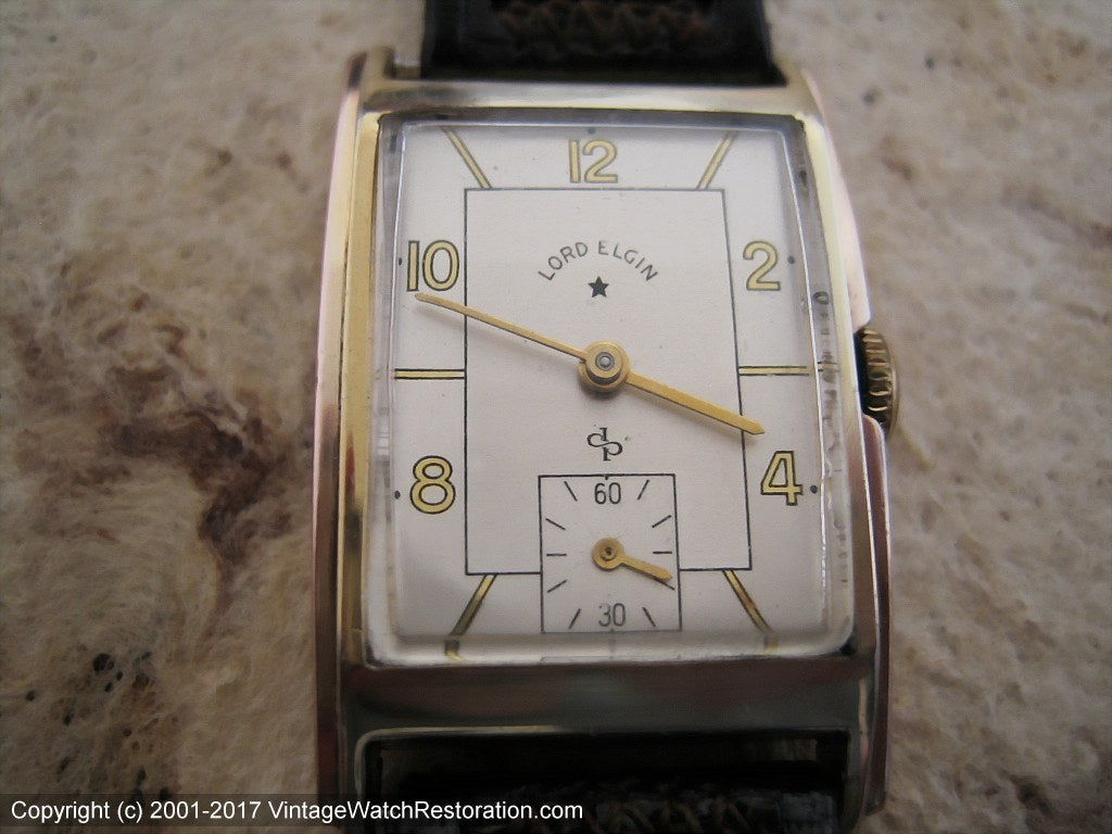 Lord Elgin Fantastic Two Tone Dial and Case in Original Lucite Presentation Case, Manual, 23x36.5mm