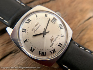 Longines Ultra-Chron Roman Numeral Dial with Date in Mint Square Tonneau Case, Automatic, 33.5x38mm