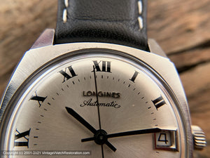 Longines Ultra-Chron Roman Numeral Dial with Date in Mint Square Tonneau Case, Automatic, 33.5x38mm