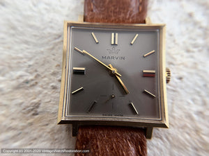 Marvin NOS Bronze Dial in Square Case, Manual, 27.5x27.5mm