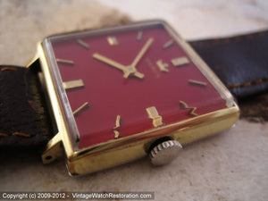 Square Marvin with Deep Red Dial , Manual, 27.5x34mm