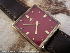 Square Marvin with Deep Red Dial , Manual, 27.5x34mm