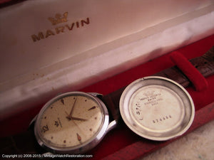 Marvin with Wonderful Speckled Dial and Original Red Presentation Box, Manual, V.Large 37mm