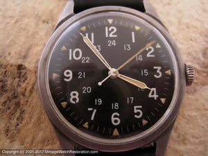 1966 Benrus Military 24-Hour Black Dial DTU-2A/P MIL-W-3818B, Manual, 34x41