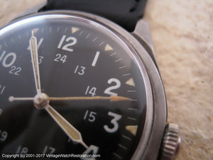 1966 Benrus Military 24-Hour Black Dial DTU-2A/P MIL-W-3818B, Manual, 34x41