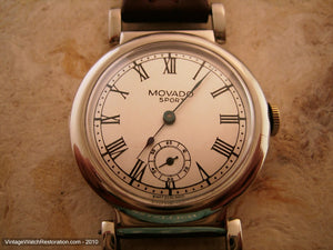 Early Movado Sport Roman with Swing Lugs, Manual, 33mm