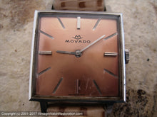 Load image into Gallery viewer, Movado Beautiful Copper Dial in Square Case, Manual, 26x26mm
