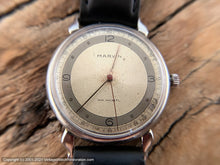 Load image into Gallery viewer, Marvin with Elegant Two Tone Original Military Style Dial, Horned Lugs, c.1940s, Manual, Large 36mm
