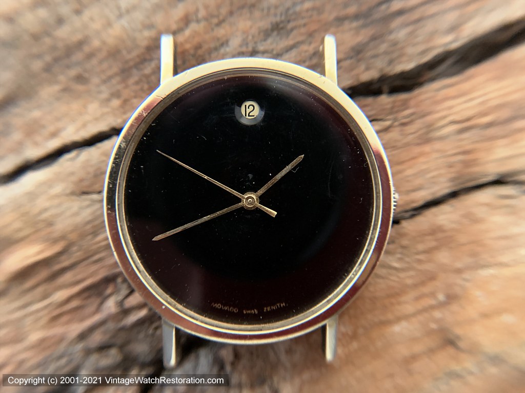 Movado-Zenith Museum with Date in Dot at Twelve, Black Reflective Dial, Manual, 35mm