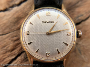 Movado Silver White Textured Pattern Dial with Golden Markers, Manual, 31.5mm