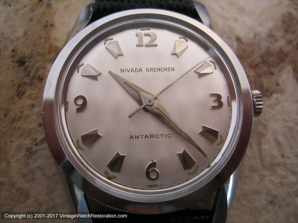NOS Nivada Grenchen (Croton) 'Antarctic' with Snow Drift Dial, Automatic, Large 35mm