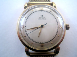 Early Bumper 18K Gold Omega, 14K Bracelet and Champagne Dial, Automatic, 33mm
