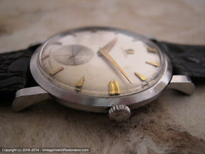 Thin Classic Omega Cal 510 with Off White Dial and Gold Chevron Markers, Manual, 33mm