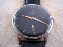 Load image into Gallery viewer, Classic Stainless Steel Black Dial Omega with Rose Gold Highlights, Manual, Large 35.5mm
