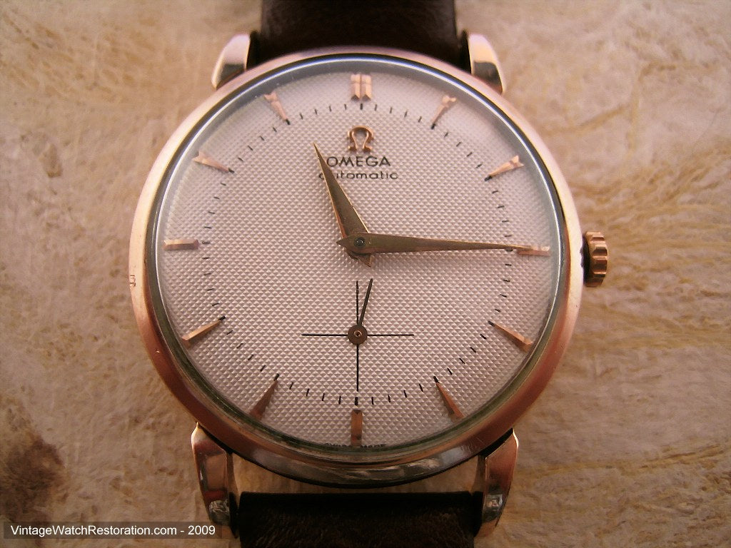 Omega Rose Gold Texturized Dial Bumper, Automatic, Large 35mm