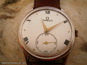 Omega 30T2PC Classic Pearl White Dial with Roman Numerals, Manual, Very Large 37mm