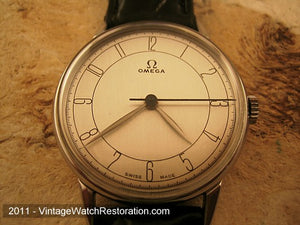 Super elegant early Omega 30T2SC with Stainless Dial, Manual, Large 35mm